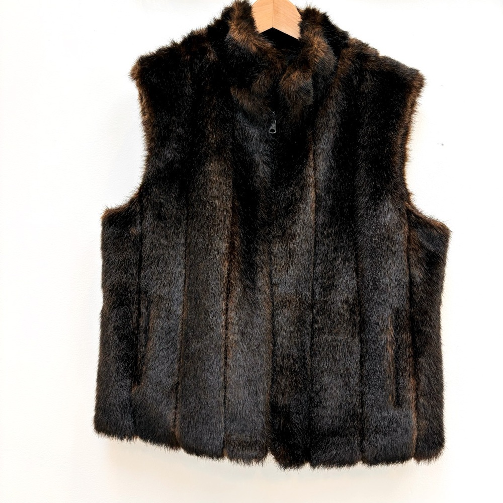 giacca Dark Brown Faux Fur Vest